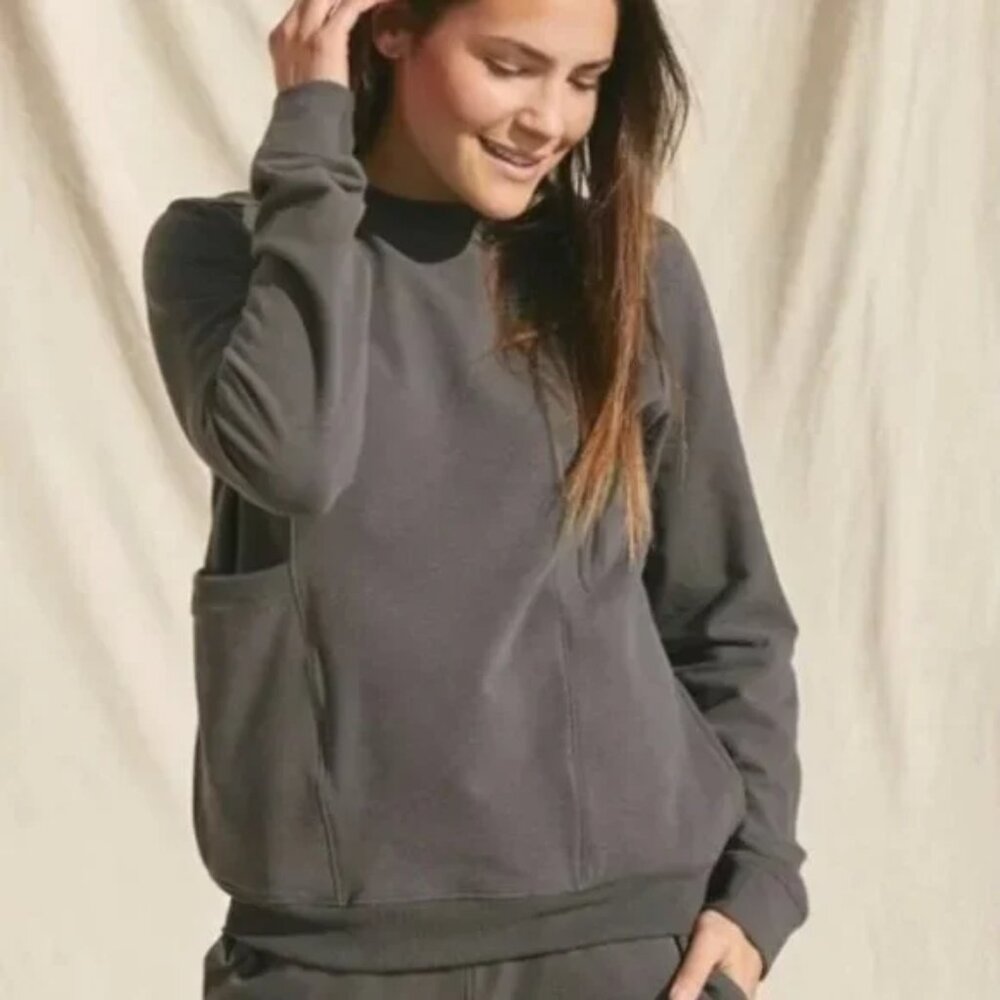 Lunya Dreamy Sweatshirt Pima Cotton Alpaca Fleece Relaxed Lounge Minimalist sz M